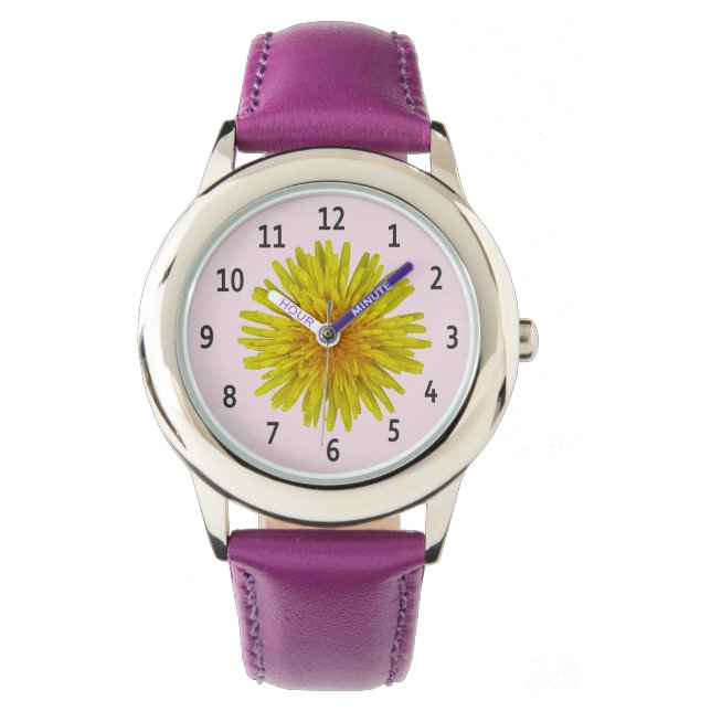 Montre Chiffres noirs jaunes Dandelion sur n'importe quel (devant)