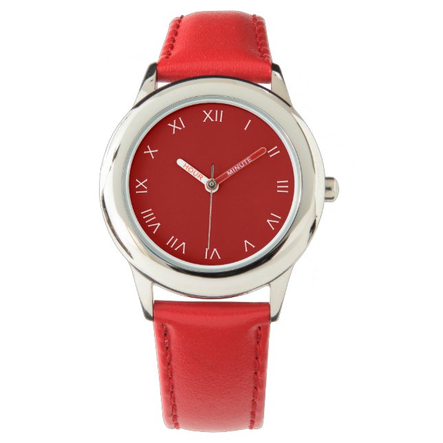Montre Chiffres romains blancs sur le wat rouge (devant)