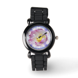 Montre Chiffres romains magnifiques de fleur de Lotus