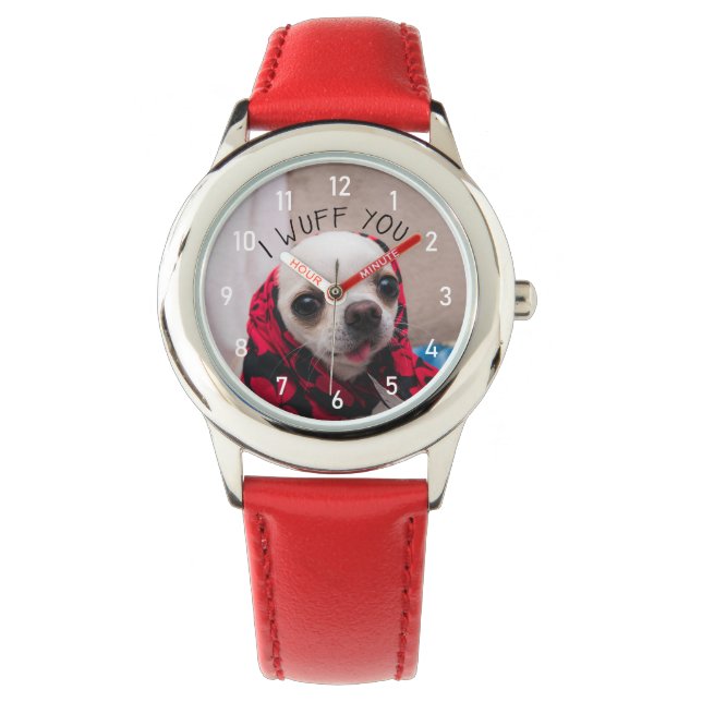 Montre Chihuahua mignon wuff vous aimez Valentines avec l (devant)