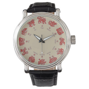 MONTRE CHINOIS ZODIAC WRIST WATT ROUGE