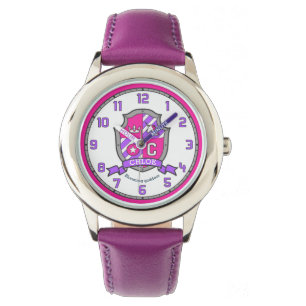 Montre Chloe girls nom signifiant crest unicorne rose