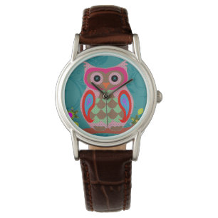 Montre Chouette d'art populaire Patchwork