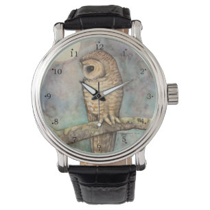 Montre Chouette de la faune aquarelle art par Molly Harri