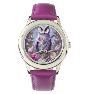 Montre Chouette d'Imaginaire détaillée sur un lit d'épine