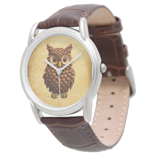 Montre Chouette du cône de pin (Incliné)