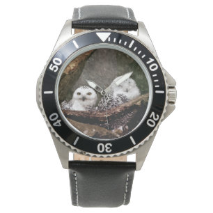 Montre Chouette Harfang Couple Art Bois Faune