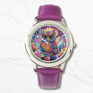 Montre Chouette mignonne Colorée Lumineuse Lune Fille Enf