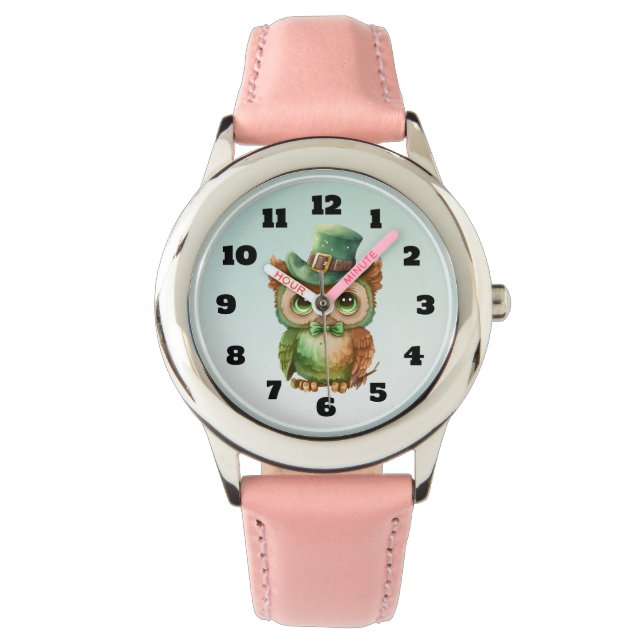 Montre Chouette mignonne dans un chapeau vert (devant)