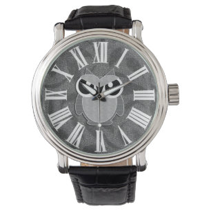 Montre Chouette mignonne en nuances de gris avec des chif