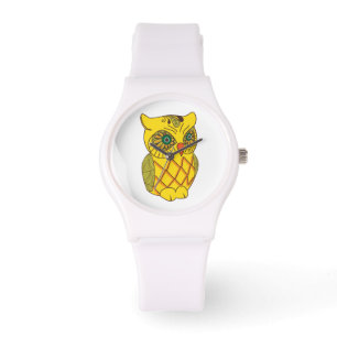 Montre Chouette Motif Jaune décorative