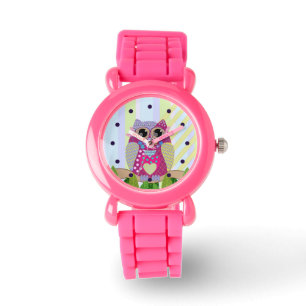 Montre Chouette Motif mignonne et rayures surveillance pe