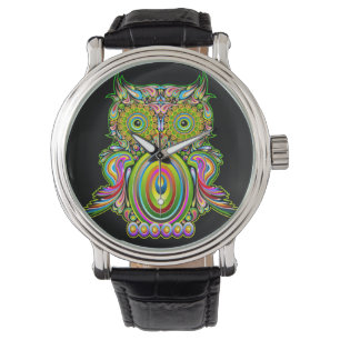 Montre Chouette Psychédélique Popart Tapestry Magnet Bott