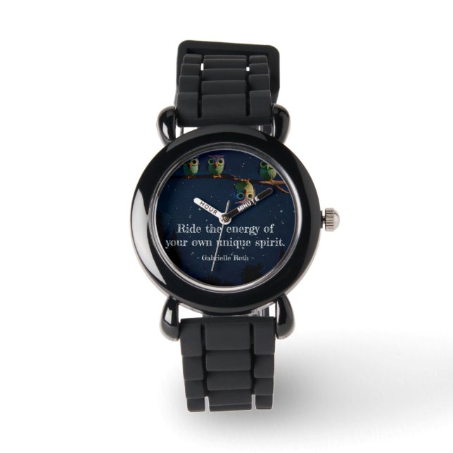 Montre Chouette qui est différent avec un collage de devi (Recto)