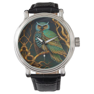 Montre Chouette Turquoise et Or
