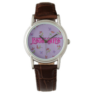Montre Chrétien 'Jésus Sauve' Impression Florale sur Viol