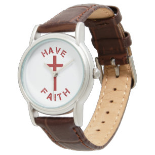 Montre Christian have Faith Croix Rouge et design de text