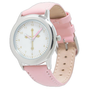 Montre Christian Simple Gold Cross sur blanc