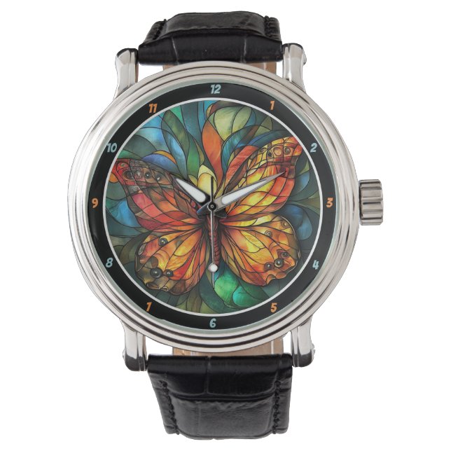 Montre Chromatic Flight" - Stained Glass Butterfly (devant)