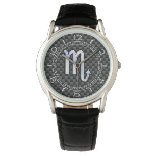 Montre Chrome Comme Scorpio Zodiac Signal Carbon Dial