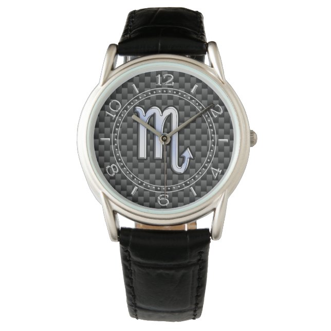 Montre Chrome Comme Scorpio Zodiac Signal Carbon Dial (devant)