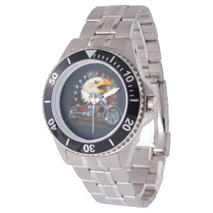 Montre Chrome Cycle Chopper Patriotic Eagle USA Flag