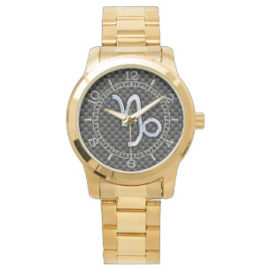 Montre Chrome d'argent comme Capricorn Symbole Dial de ca