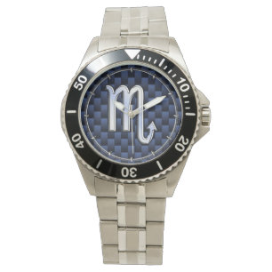Montre Chrome Scorpio Zodiac Sign on Blue Carbon Fibre