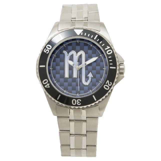 Montre Chrome Scorpio Zodiac Sign on Blue Carbon Fibre (devant)