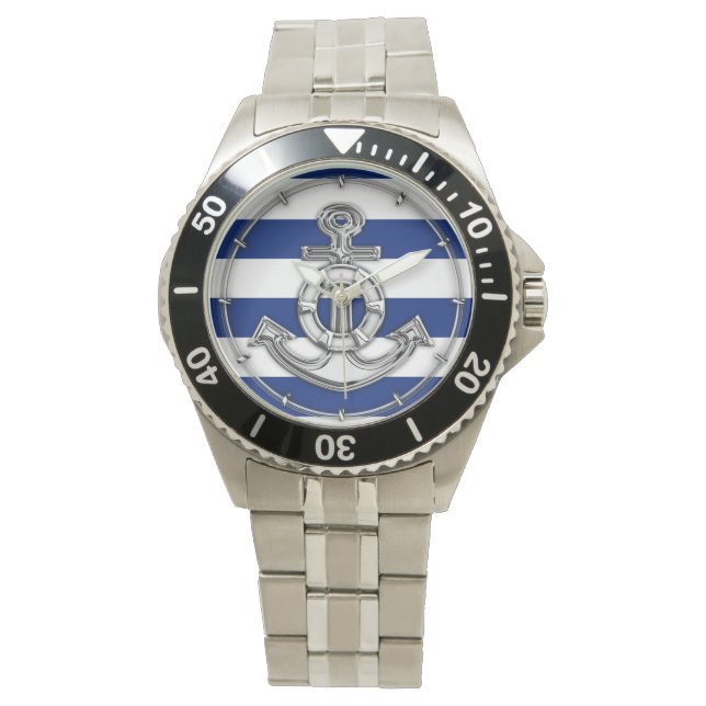 Montre Chrome Style Lifesaver sur les bandes Nautiques (devant)