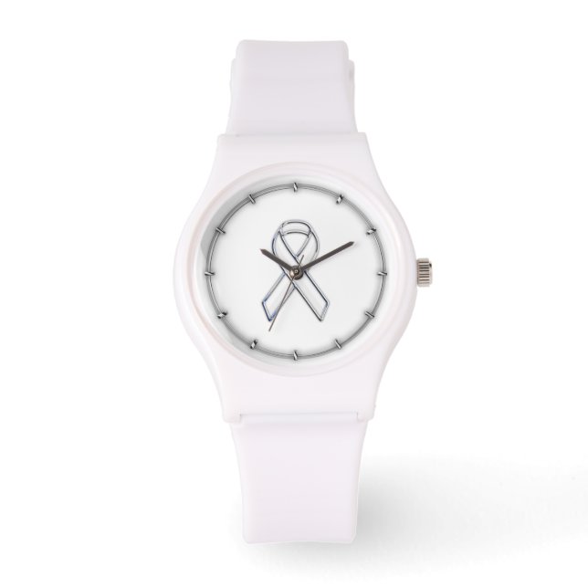 Montre Chrome Style White Ribbon Awareness (Recto)