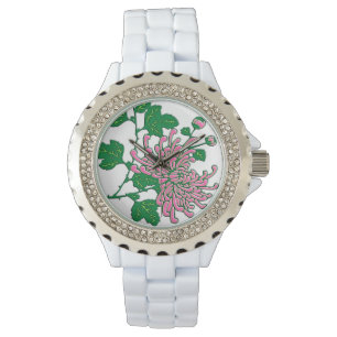 Montre Chrysanthèmes d'araignée chinois - rose tendre