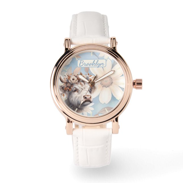 Montre Chute Florale Vache Highland (Recto)