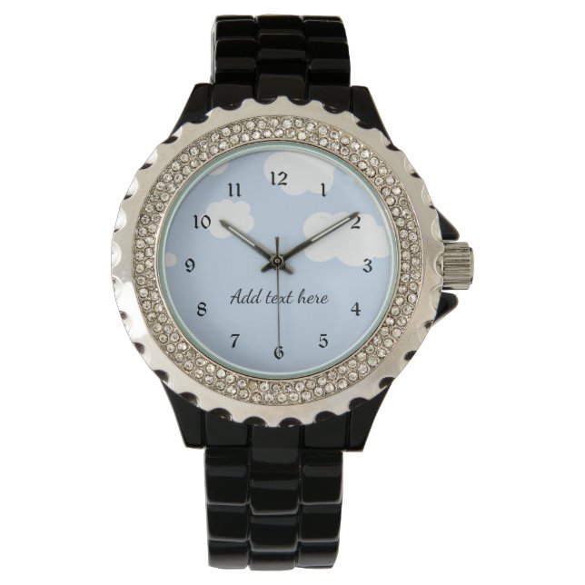 Montre Ciel bleu, Modèle de nuages blancs fluides (devant)