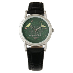 Montre Citation d'Oiseau Floral Vert Charlotte Bronte Jan