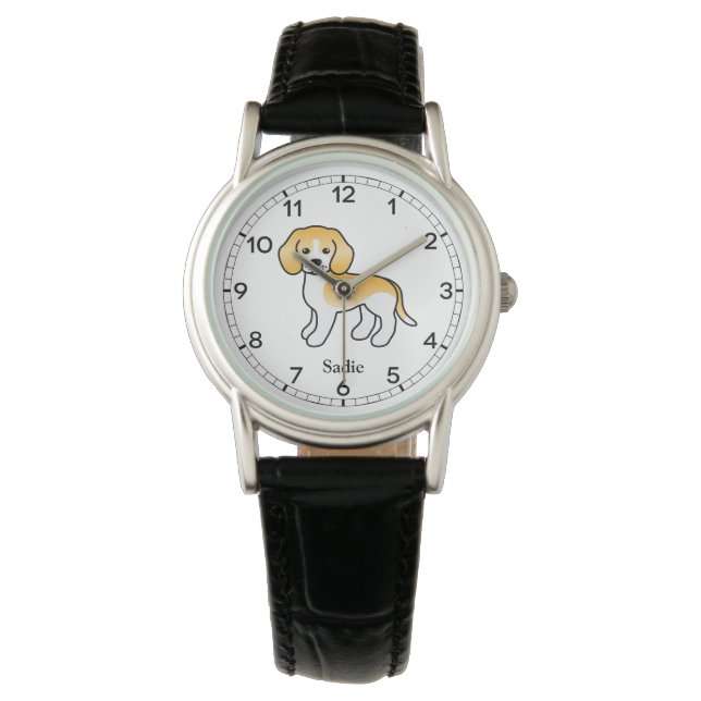Montre Citron Et Beagle Blanc Cute Chien Et Nom Personnal (devant)