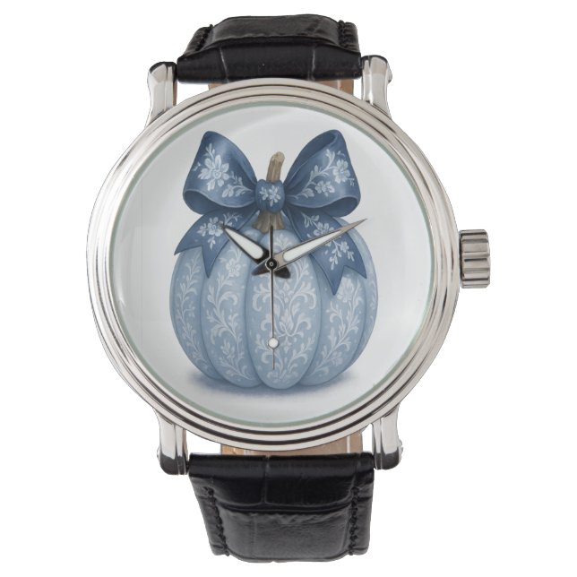 Montre Citrouille Floral Bleu (devant)