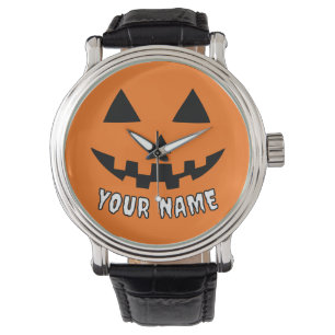 Montre Citrouille orange personnalisé Halloween Votre Nom