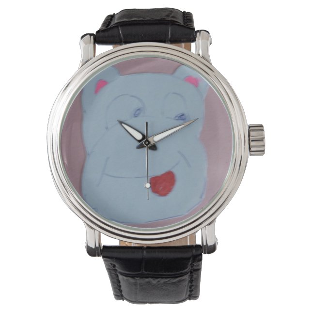 Montre Claire Black Vintage Leather Watch (devant)