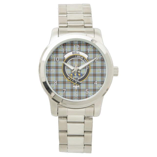 Montre Clan classique intemporel Bell Tartan Badge Plaid  (devant)