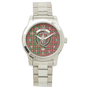 Montre Clan classique intemporel Boyd Tartan Badge Plaid 