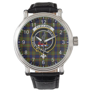 Montre Clan classique intemporel Clelland Tartan Badge Pl