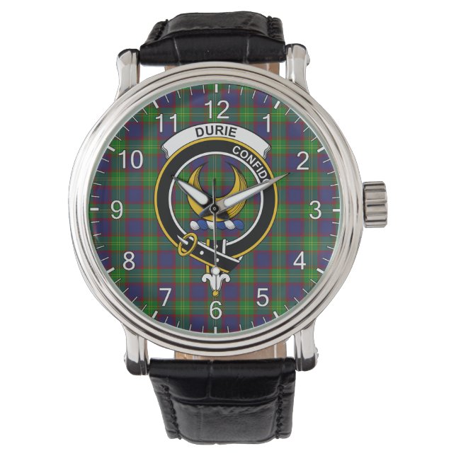 Montre Clan classique intemporel Durie Tartan Badge Plaid (devant)