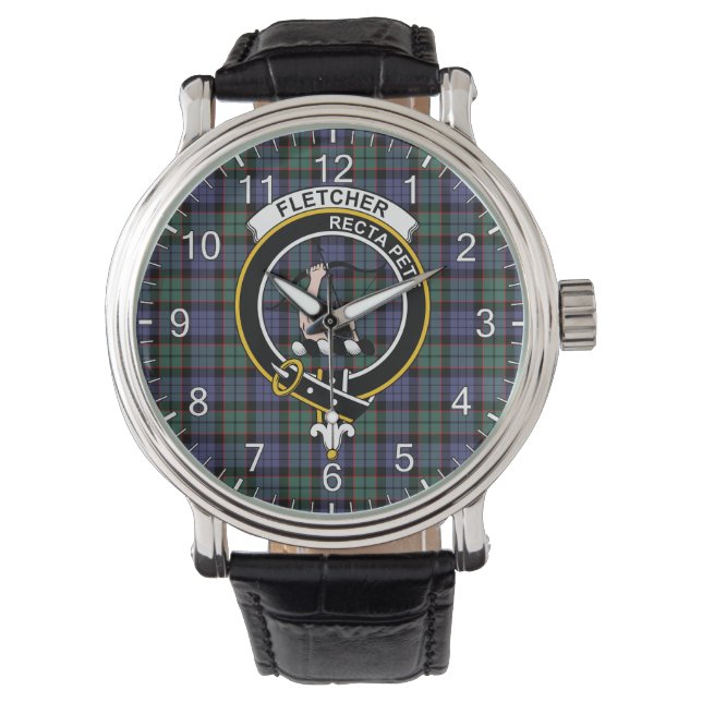 Montre Clan classique intemporel Fletcher Insigne Tartan  (devant)