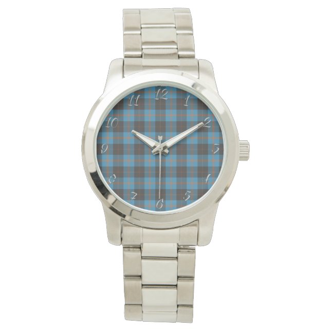 Montre Clan classique sans temps Angus Tartan vieux plaid (devant)
