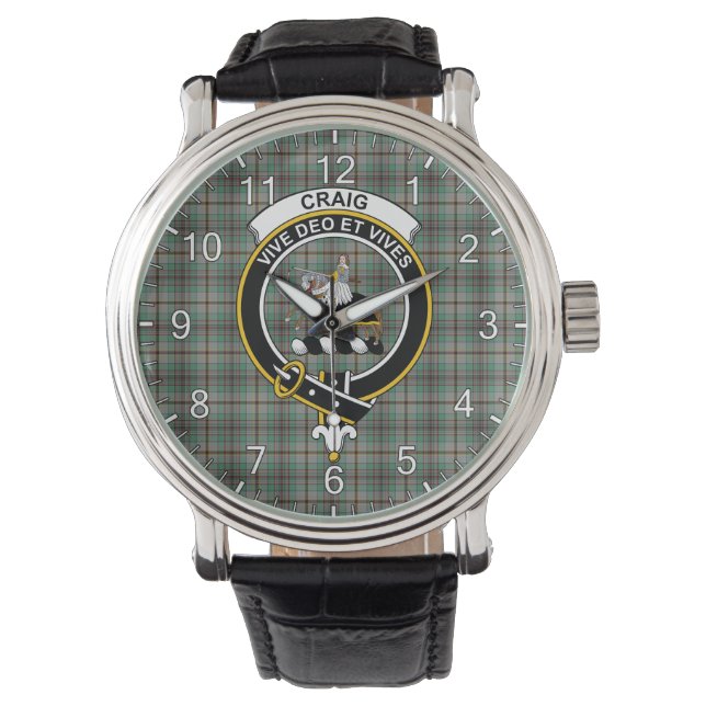 Montre Clan classique sans temps Craig Tartan Badge Plaid (devant)
