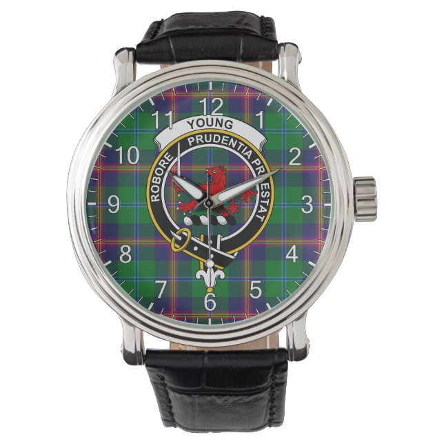 Montre Clan Classique Sans Temps Jeune Tartan Badge Plaid (devant)