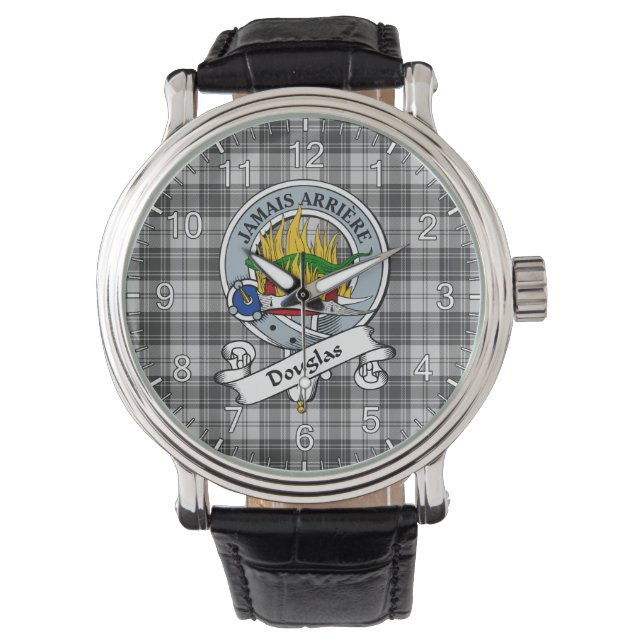 Montre Clan sans temps classique Douglas Grey Insigne mod (devant)