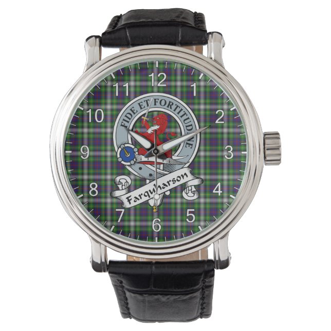 Montre Clan sans temps classique Farquharson Badge Tartan (devant)
