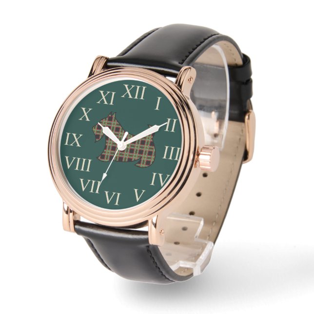 Montre Classic Green Scottish Terrier Watch Cadeau (Angle)